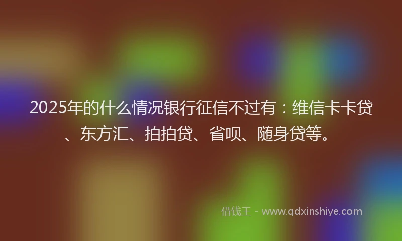 2025年的什么情况银行征信不过有：维信卡卡贷、东方汇、拍拍贷、省呗、随身贷等。
