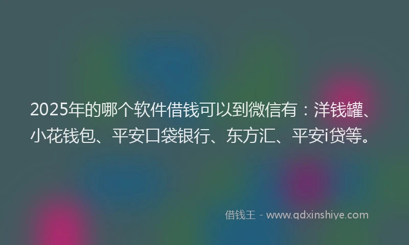 2025年的哪个软件借钱可以到微信有：洋钱罐、小花钱包、平安口袋银行、东方汇、平安i贷等。