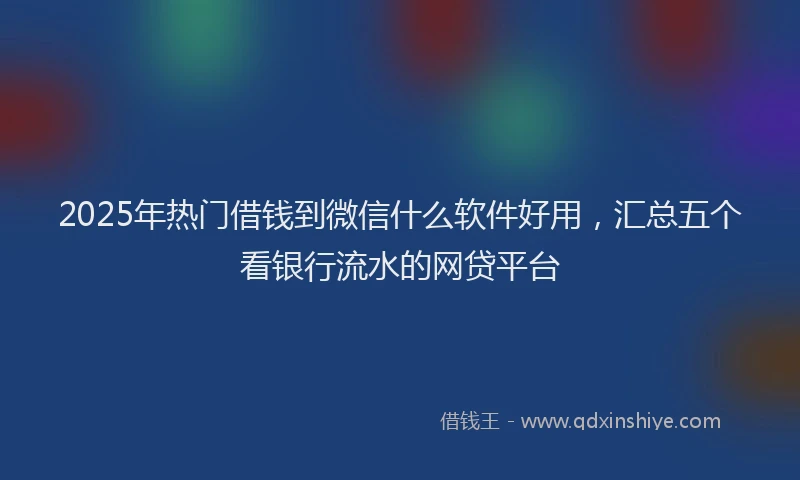 2025年热门借钱到微信什么软件好用，汇总五个看银行流水的网贷平台
