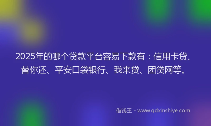 2025年的哪个贷款平台容易下款有：信用卡贷、替你还、平安口袋银行、我来贷、团贷网等。