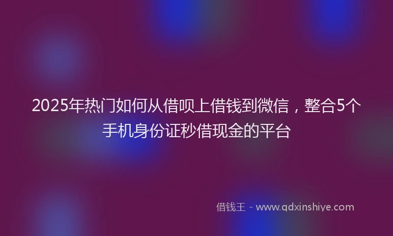 2025年热门如何从借呗上借钱到微信，整合5个手机身份证秒借现金的平台