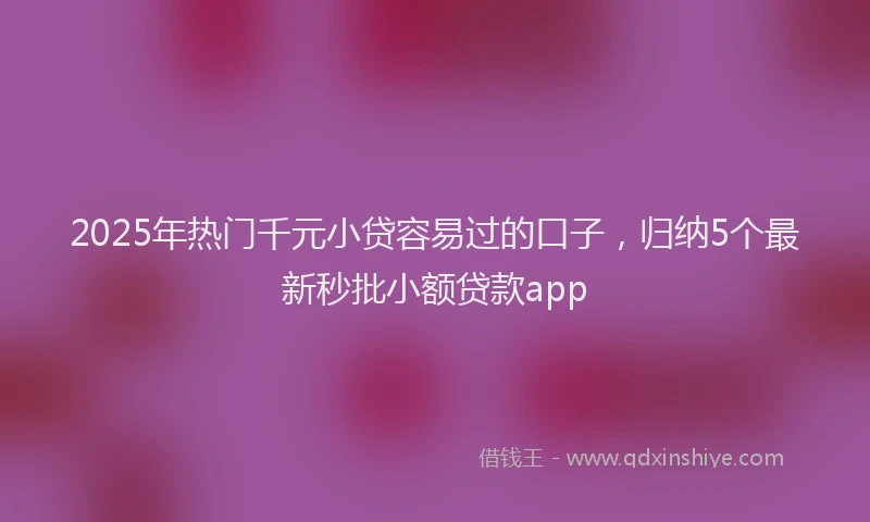 2025年热门千元小贷容易过的口子，归纳5个最新秒批小额贷款app