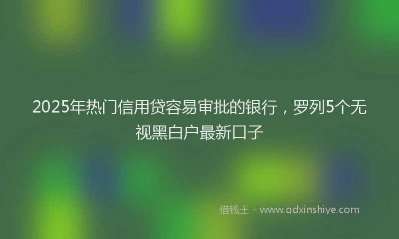 2025年热门信用贷容易审批的银行，罗列5个无视黑白户最新口子