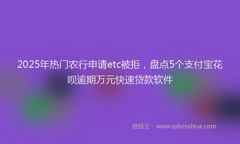 2025年热门农行申请etc被拒，盘点5个支付宝花呗逾期万元快速贷款软件
