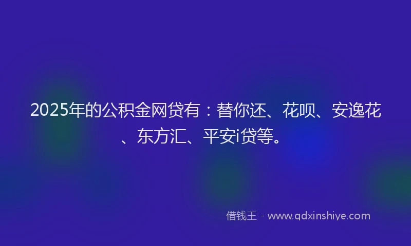 2025年的公积金网贷有：替你还、花呗、安逸花、东方汇、平安i贷等。