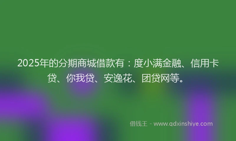 2025年的分期商城借款有：度小满金融、信用卡贷、你我贷、安逸花、团贷网等。