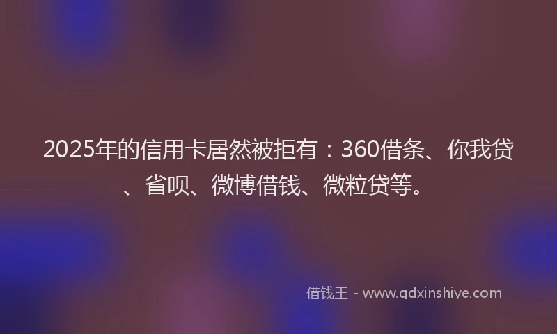2025年的信用卡居然被拒有：360借条、你我贷、省呗、微博借钱、微粒贷等。