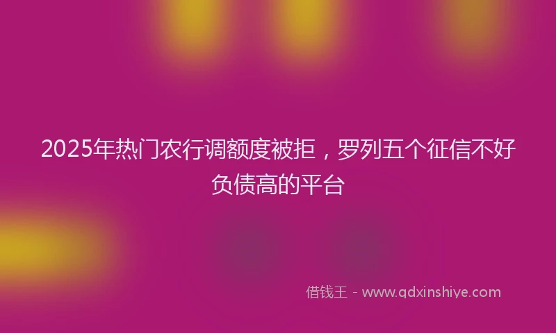 2025年热门农行调额度被拒，罗列五个征信不好负债高的平台