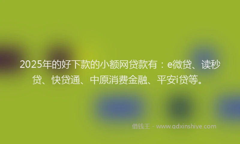 2025年的好下款的小额网贷款有：e微贷、读秒贷、快贷通、中原消费金融、平安i贷等。