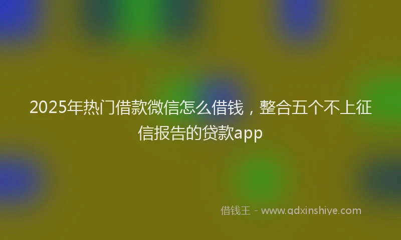 2025年热门借款微信怎么借钱，整合五个不上征信报告的贷款app