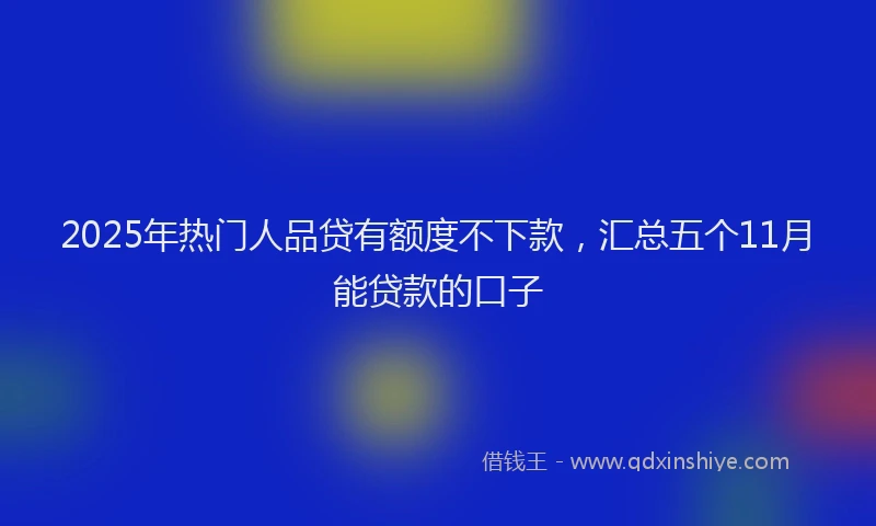 2025年热门人品贷有额度不下款，汇总五个11月能贷款的口子