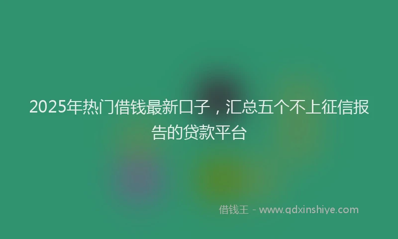 2025年热门借钱最新口子，汇总五个不上征信报告的贷款平台
