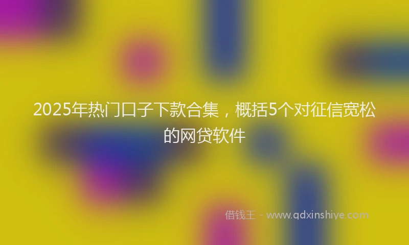 2025年热门口子下款合集，概括5个对征信宽松的网贷软件