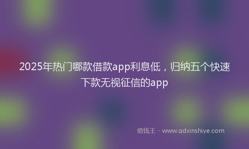 2025年热门哪款借款app利息低，归纳五个快速下款无视征信的app
