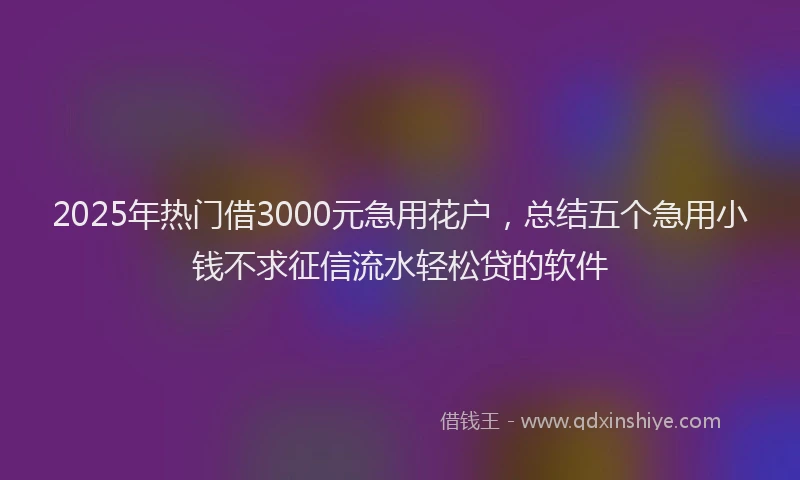 2025年热门借3000元急用花户，总结五个急用小钱不求征信流水轻松贷的软件