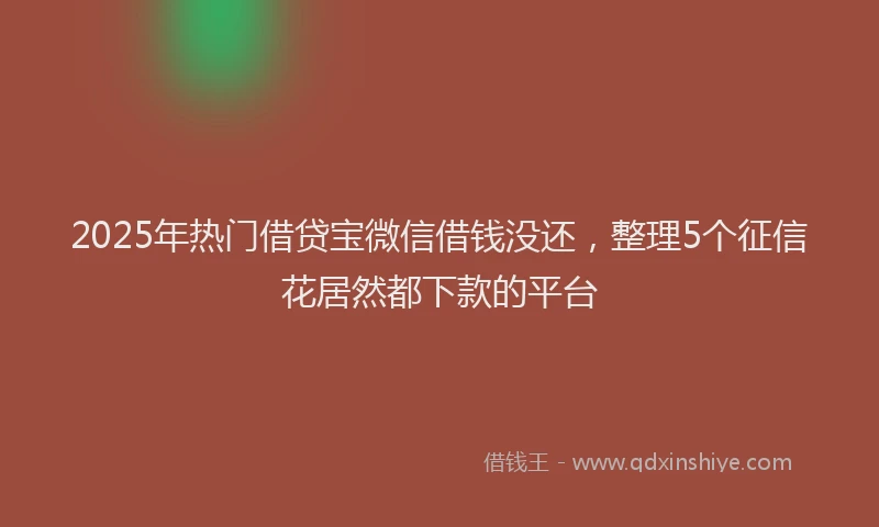 2025年热门借贷宝微信借钱没还，整理5个征信花居然都下款的平台