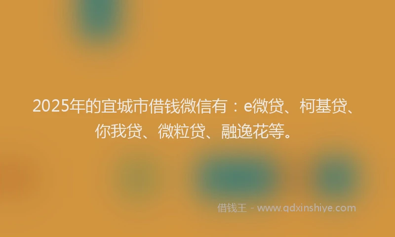 2025年的宜城市借钱微信有：e微贷、柯基贷、你我贷、微粒贷、融逸花等。