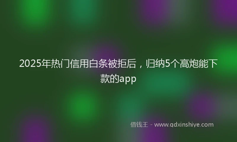 2025年热门信用白条被拒后，归纳5个高炮能下款的app