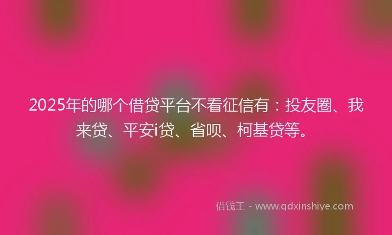 2025年的哪个借贷平台不看征信有：投友圈、我来贷、平安i贷、省呗、柯基贷等。