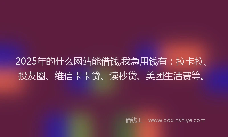 2025年的什么网站能借钱,我急用钱有：拉卡拉、投友圈、维信卡卡贷、读秒贷、美团生活费等。