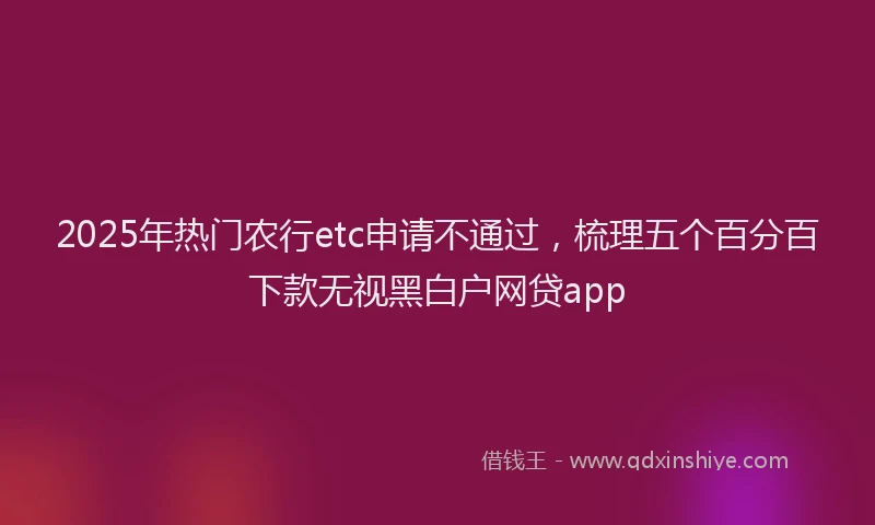 2025年热门农行etc申请不通过，梳理五个百分百下款无视黑白户网贷app