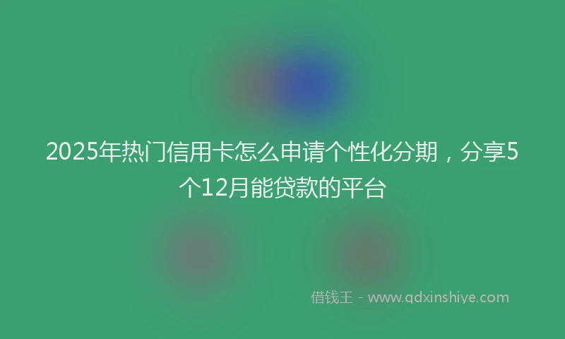 2025年热门信用卡怎么申请个性化分期，分享5个12月能贷款的平台
