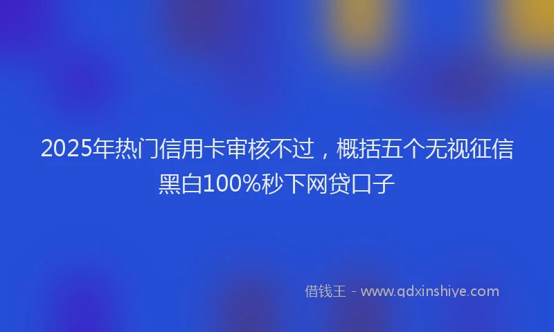 2025年热门信用卡审核不过，概括五个无视征信黑白100%秒下网贷口子