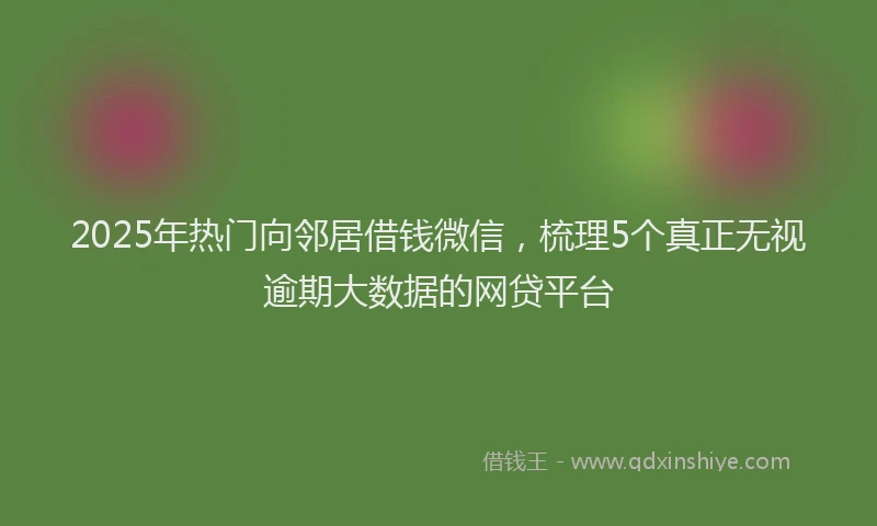 2025年热门向邻居借钱微信，梳理5个真正无视逾期大数据的网贷平台