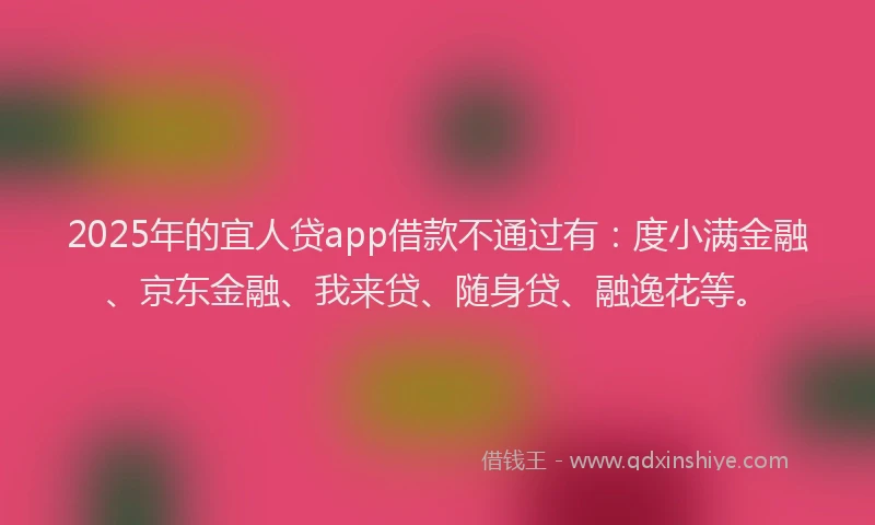 2025年的宜人贷app借款不通过有：度小满金融、京东金融、我来贷、随身贷、融逸花等。