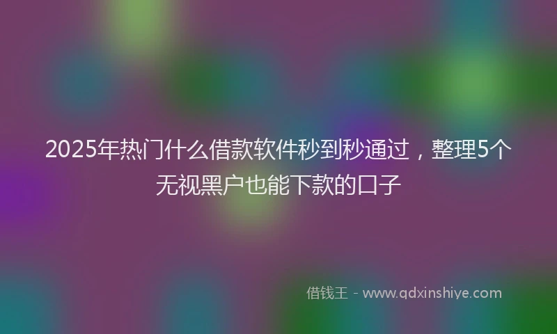 2025年热门什么借款软件秒到秒通过，整理5个无视黑户也能下款的口子