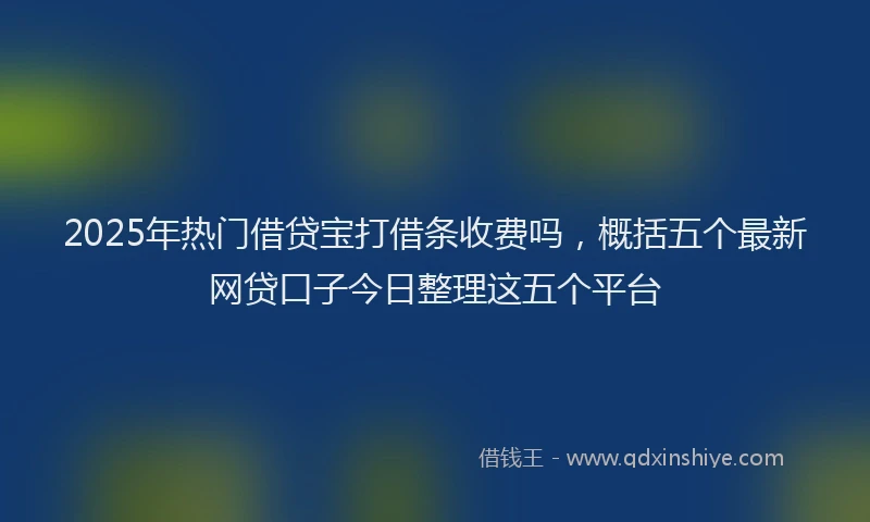 2025年热门借贷宝打借条收费吗，概括五个最新网贷口子今日整理这五个平台