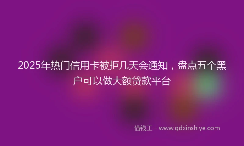 2025年热门信用卡被拒几天会通知，盘点五个黑户可以做大额贷款平台