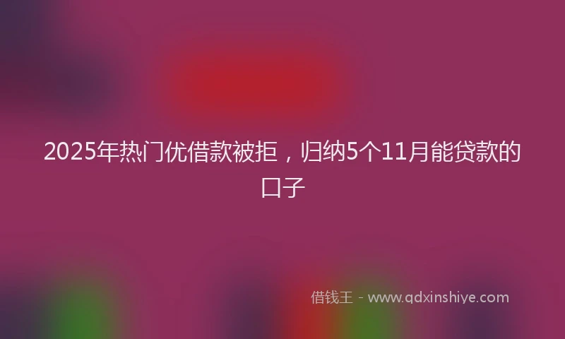 2025年热门优借款被拒，归纳5个11月能贷款的口子
