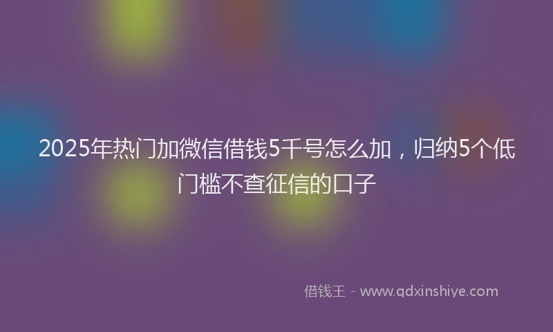 2025年热门加微信借钱5千号怎么加，归纳5个低门槛不查征信的口子