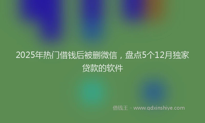 2025年热门借钱后被删微信,盘点5个12月独家贷款的软件