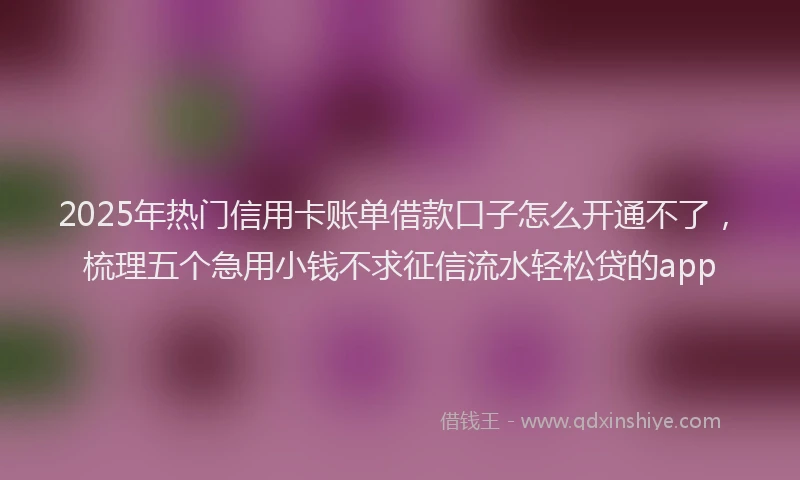 2025年热门信用卡账单借款口子怎么开通不了，梳理五个急用小钱不求征信流水轻松贷的app