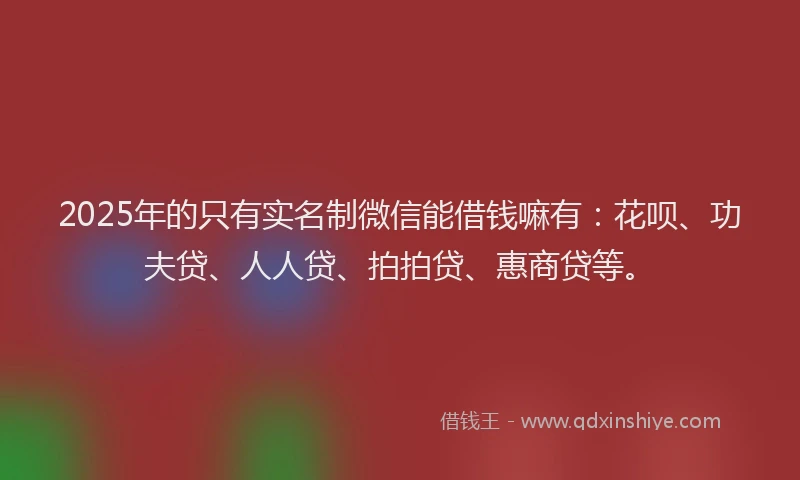 2025年的只有实名制微信能借钱嘛有：花呗、功夫贷、人人贷、拍拍贷、惠商贷等。