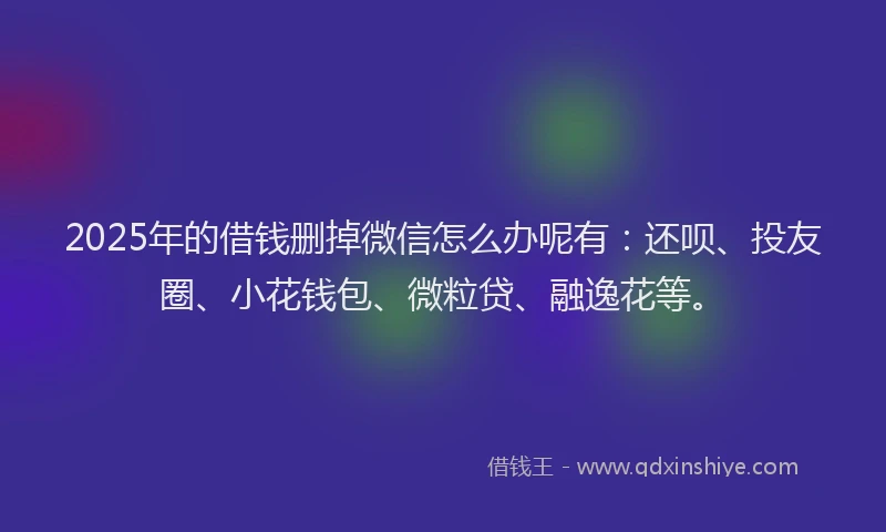 2025年的借钱删掉微信怎么办呢有：还呗、投友圈、小花钱包、微粒贷、融逸花等。