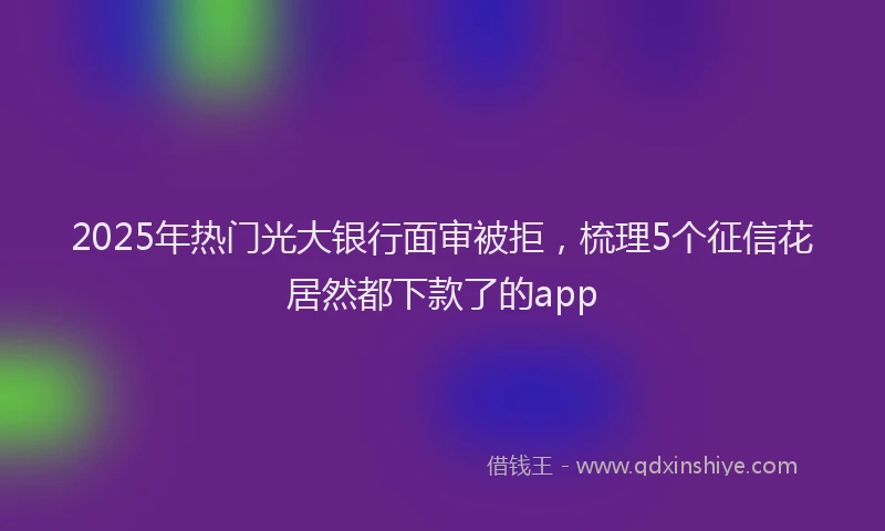 2025年热门光大银行面审被拒，梳理5个征信花居然都下款了的app