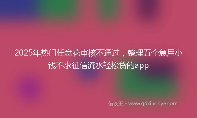 2025年热门任意花审核不通过，整理五个急用小钱不求征信流水轻松贷的app