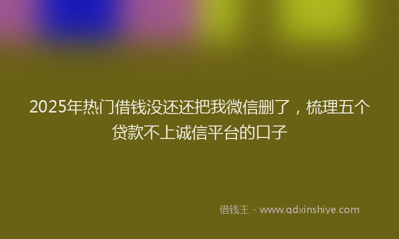 2025年热门借钱没还还把我微信删了，梳理五个贷款不上诚信平台的口子