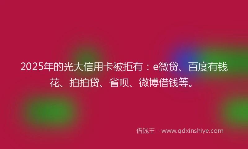 2025年的光大信用卡被拒有：e微贷、百度有钱花、拍拍贷、省呗、微博借钱等。