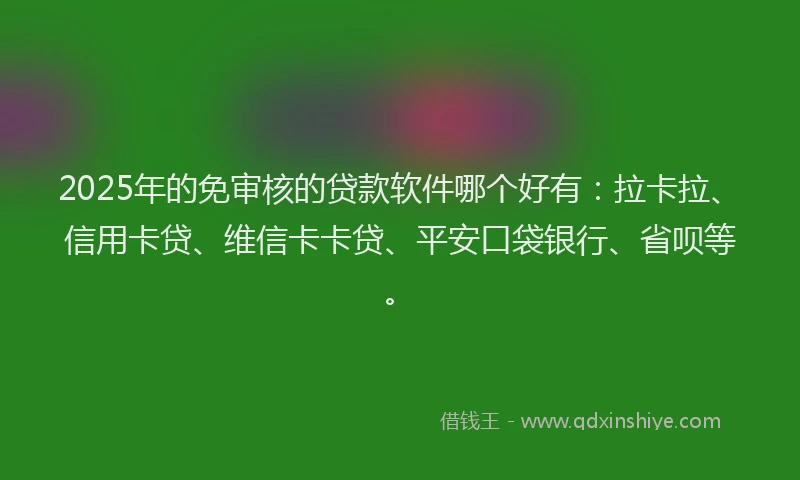 2025年的免审核的贷款软件哪个好有：拉卡拉、信用卡贷、维信卡卡贷、平安口袋银行、省呗等。