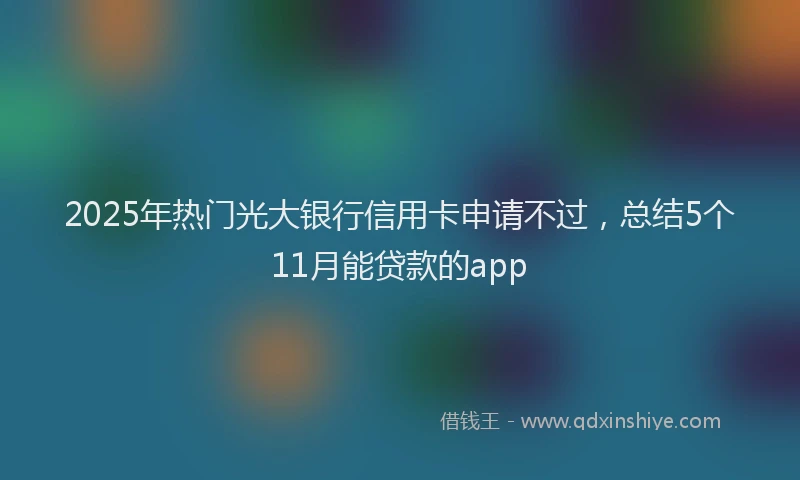 2025年热门光大银行信用卡申请不过，总结5个11月能贷款的app
