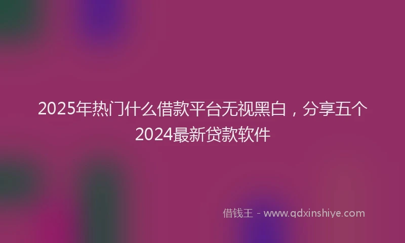 2025年热门什么借款平台无视黑白，分享五个2024最新贷款软件