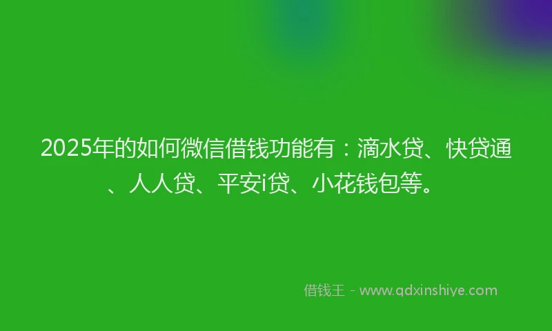 2025年的如何微信借钱功能有：滴水贷、快贷通、人人贷、平安i贷、小花钱包等。