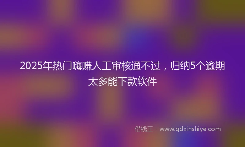 2025年热门嗨赚人工审核通不过，归纳5个逾期太多能下款软件