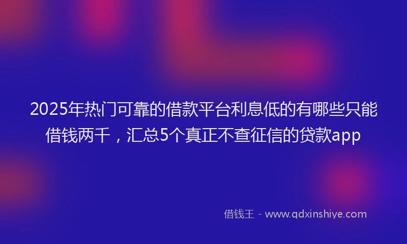 2025年热门可靠的借款平台利息低的有哪些只能借钱两千，汇总5个真正不查征信的贷款app