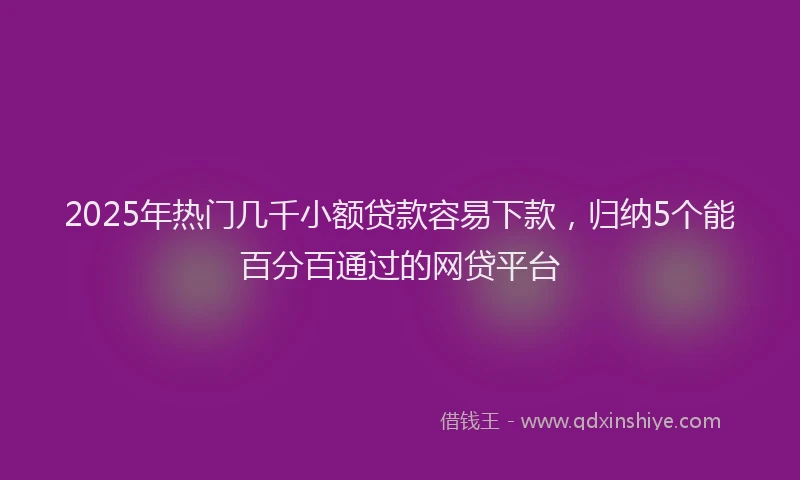 2025年热门几千小额贷款容易下款，归纳5个能百分百通过的网贷平台
