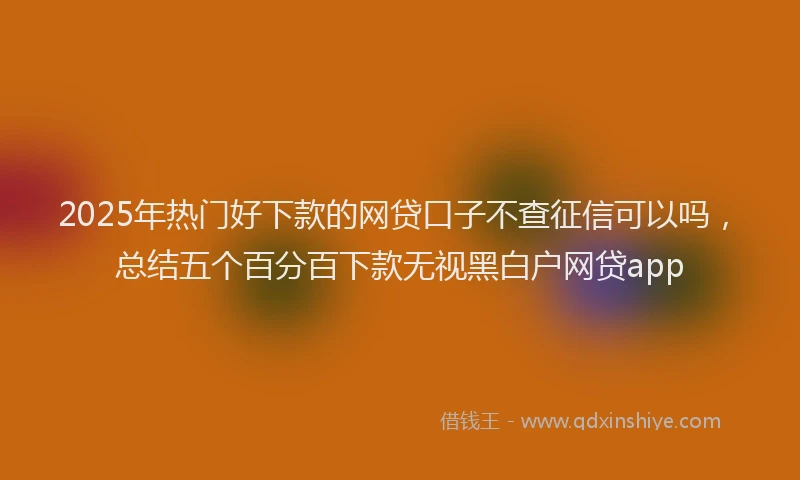 2025年热门好下款的网贷口子不查征信可以吗，总结五个百分百下款无视黑白户网贷app